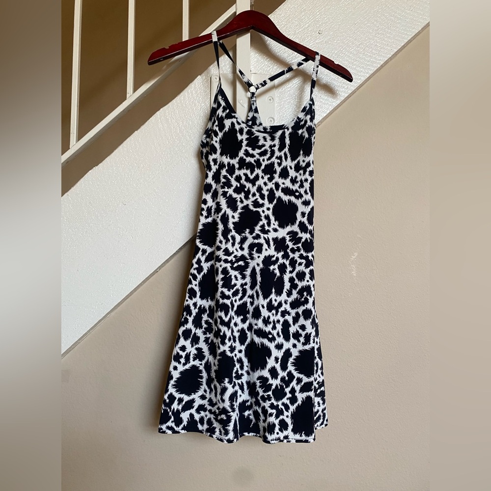 Outdoor Voices Black and White Spaghetti Strap Mini Sundress. Exercise